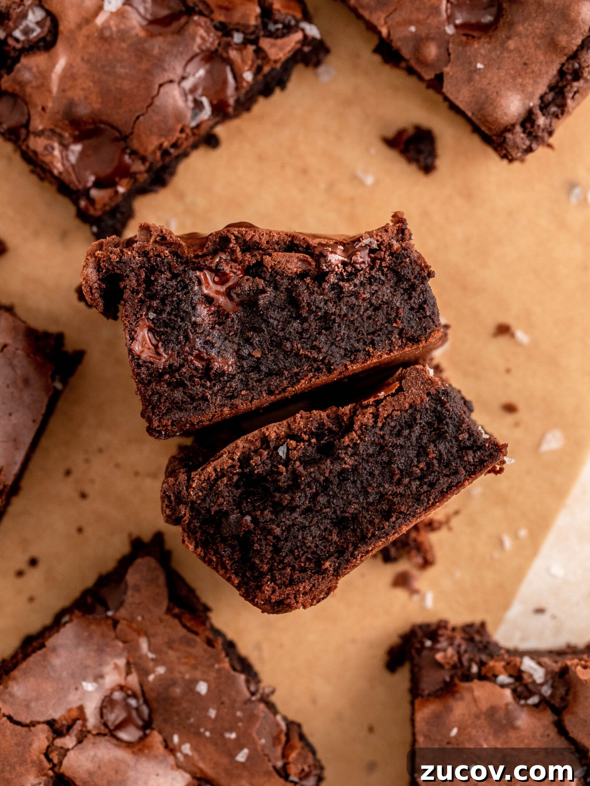 Fudgy Small-Batch Brownies Recipe for Two or Four Servings 11 small batch brownies cut into slices.