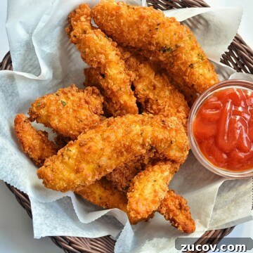 How to Reheat Chicken Tenders: 4 Quick Methods for Crispy Results 6 Crispy chicken tenders in a basket with dipping sauce.