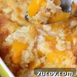 Pan of peach cobbler