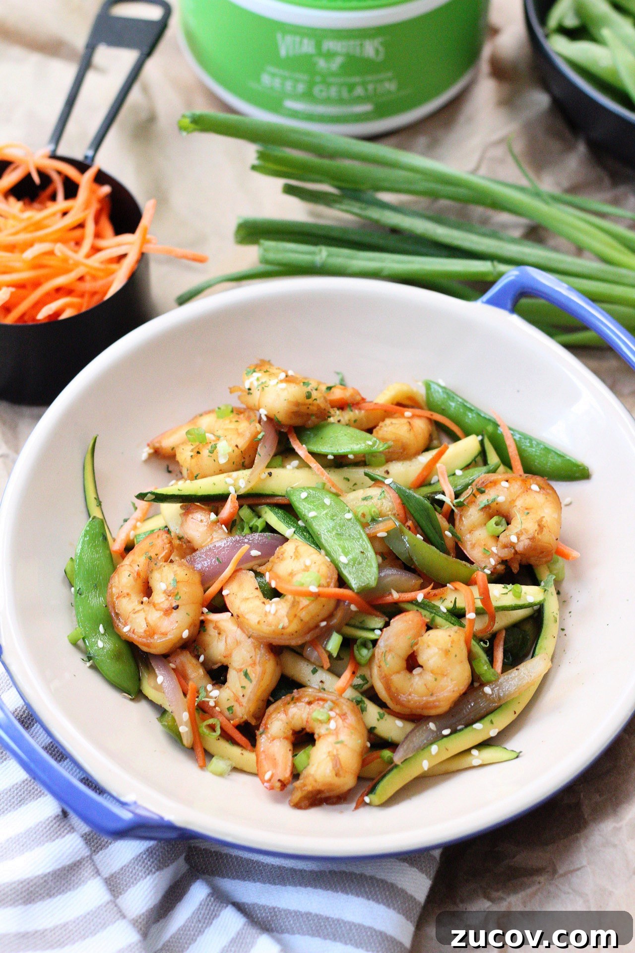 Paleo Shrimp Stir-Fry (Whole30 & Low Carb) + Gelatin Cooking Tips 4 paleo shrimp stir fry