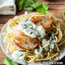 Creamy Garlic Parmesan Chicken with wilted spinach