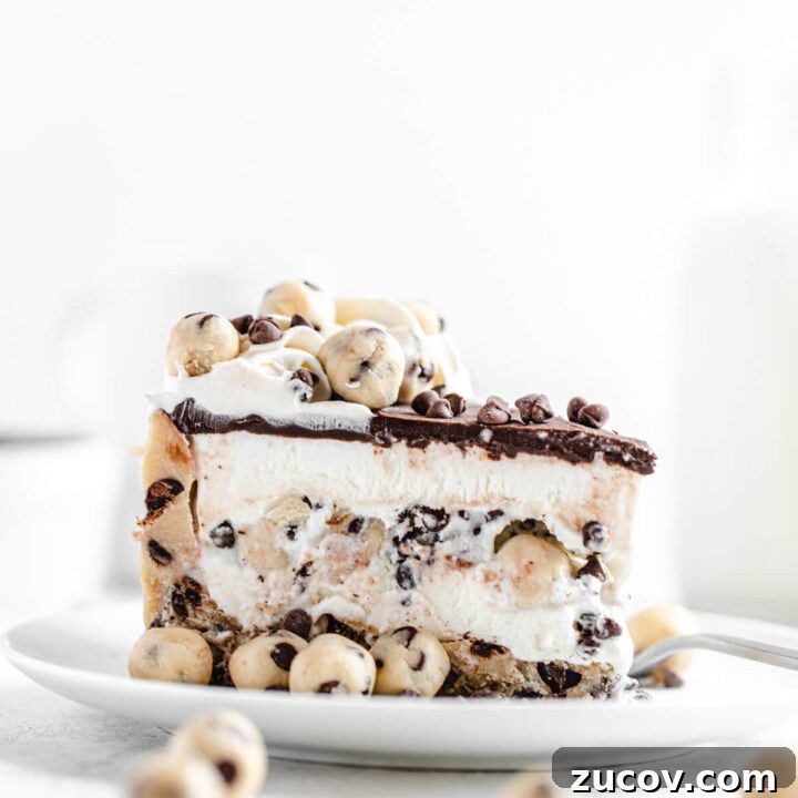 slice of ice cream cake on a white plate