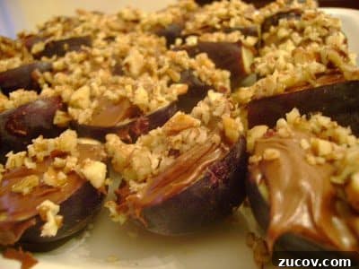 Chocolate-Drizzled Fresh Figs with Nutella Spoonable Topping 2 Nutella Topped Figs