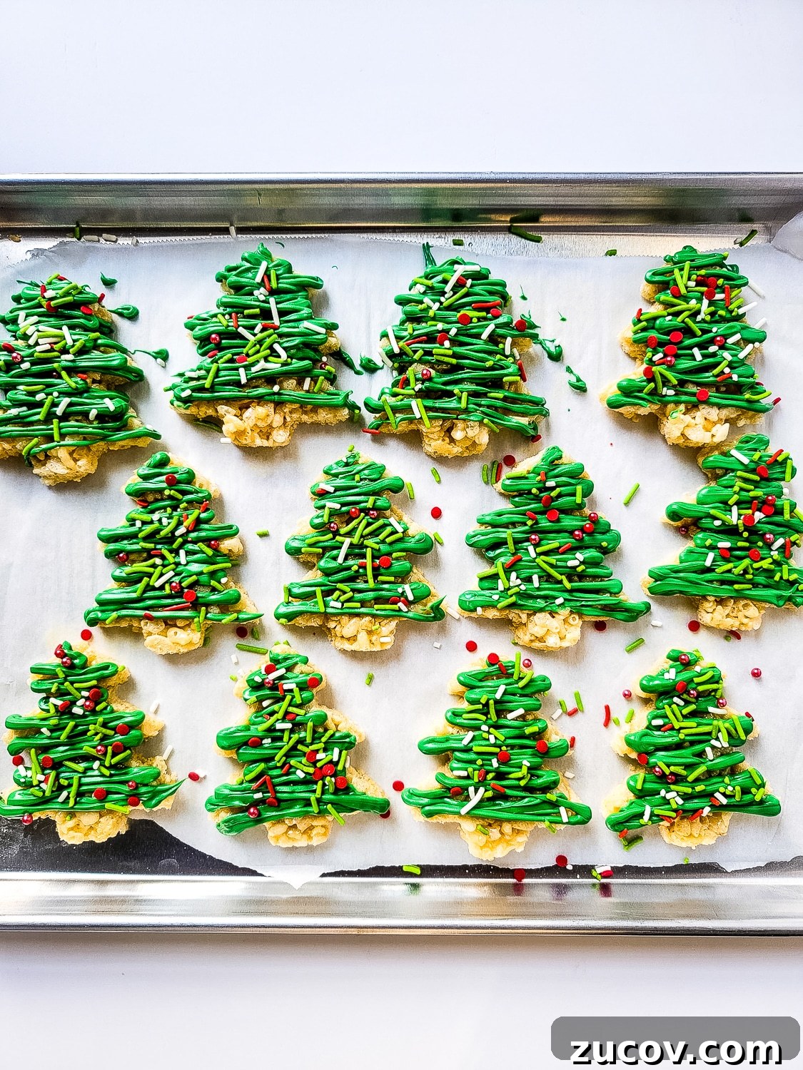 Rice Krispie Christmas Tree Treats: Festive Holiday Snack Craft 10 sheet pan christmas tree Krispies