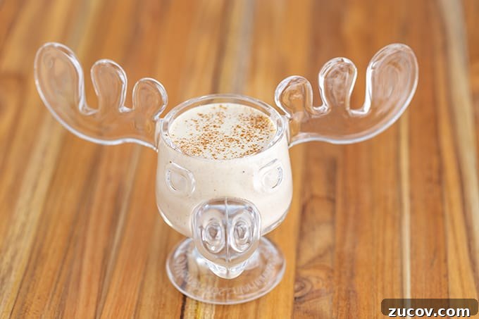 Classic Eggnog Recipe: Spiked and Alcohol-Free Versions 3 eggnog in a moose cup on wood