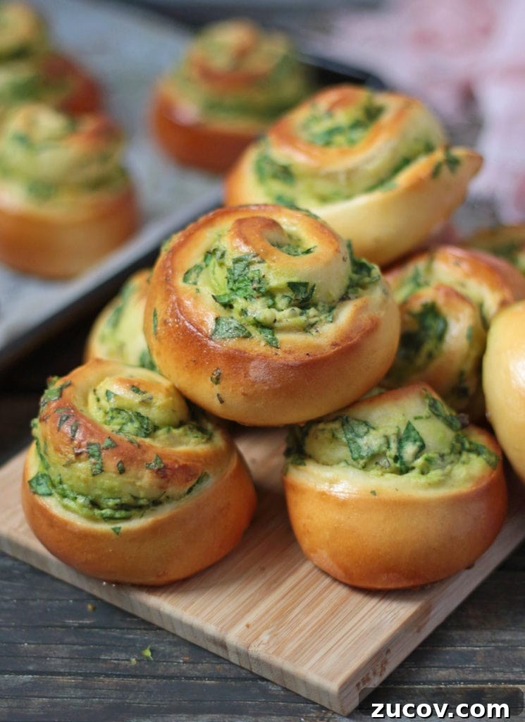Savory Spinach & Ricotta Stuffed Roll Recipe 3 Stack of Savoury Rolls