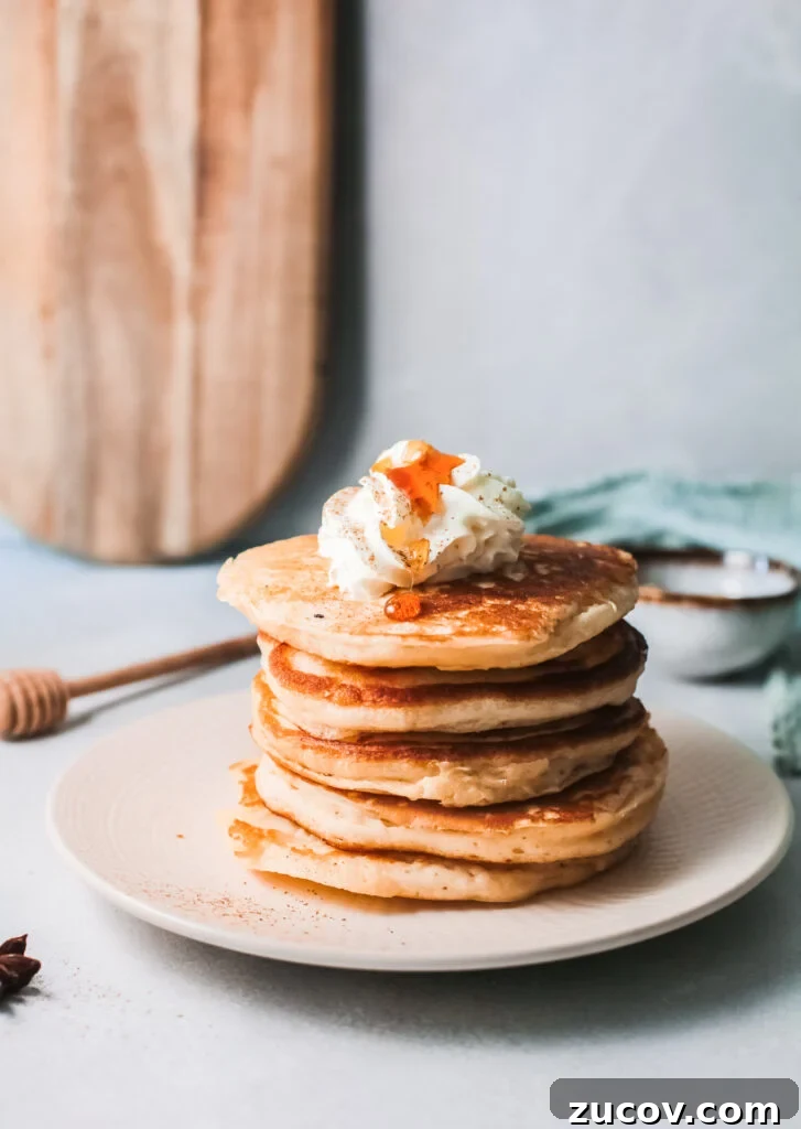 Eggnog Pancakes Recipe for Fluffy Holiday Breakfast 2 Eggnog Pancakes with whipped cream