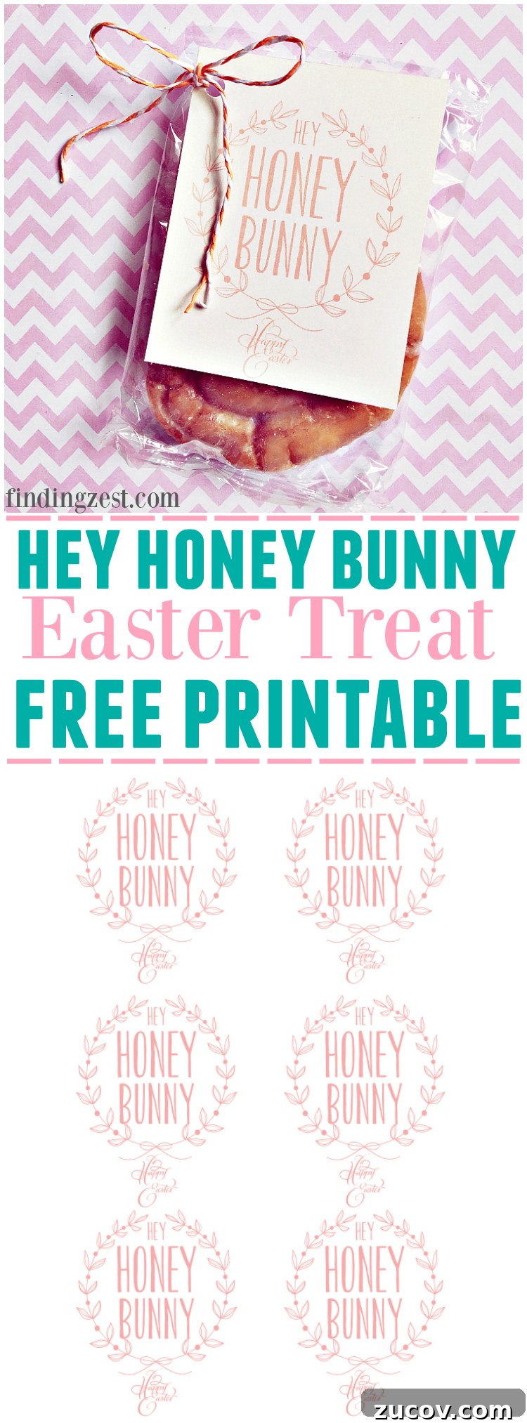 This Easter treat free printable features "Hey Honey Bunny". Free to download, this printable is perfect for a favor or Easter basket!