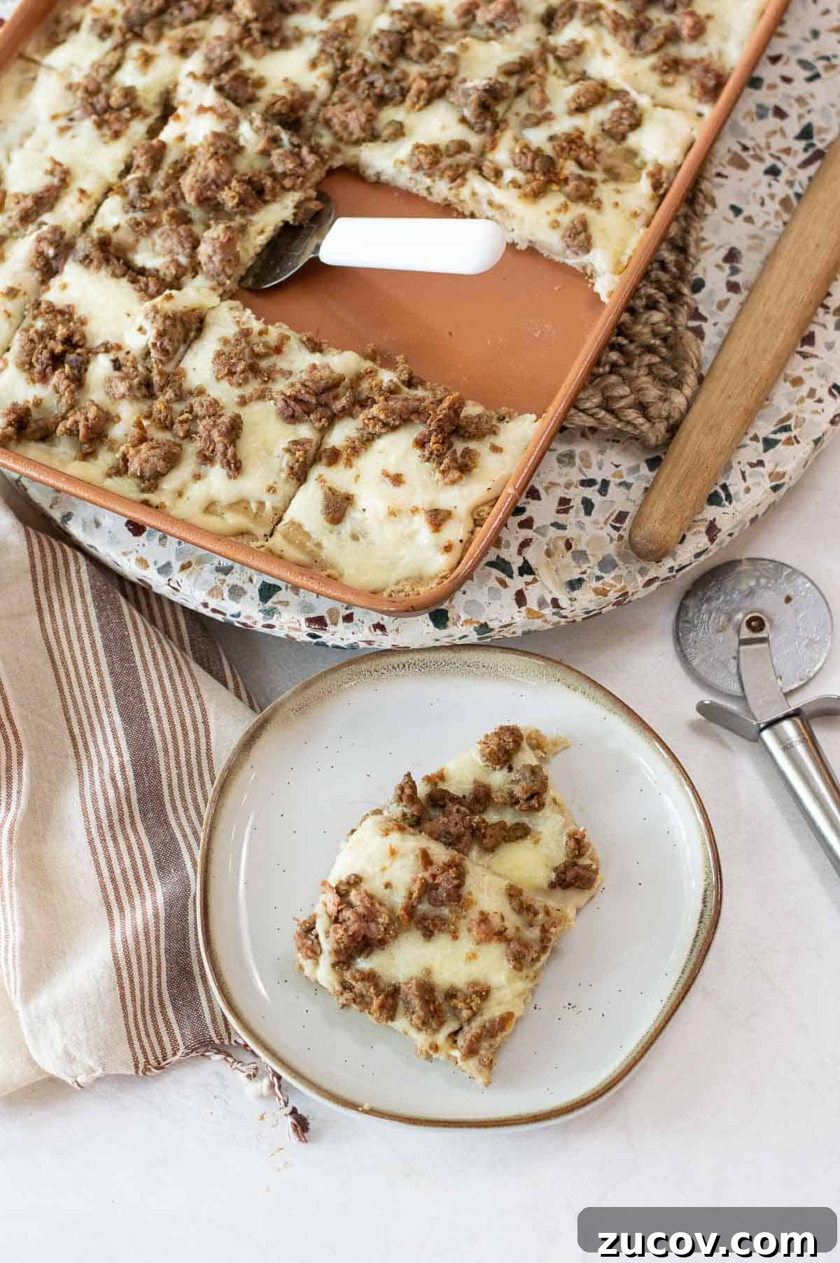 Classic 4-Ingredient School Breakfast Pizza Recipe 5 School breakfast pizza on a sheet pan