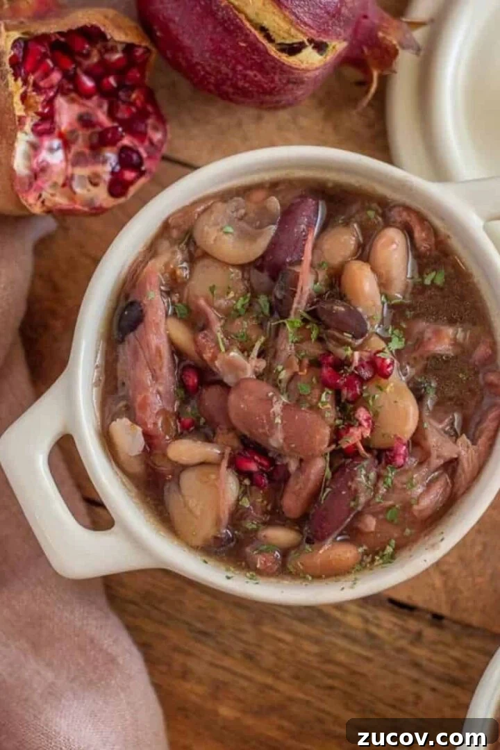 Slow Cooker Ham and Bean Soup in a bowl