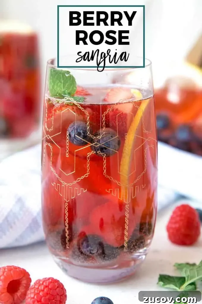 Berry Rosé Sangria Recipe for Summer Parties 9 berry rosé sangria pinterest image