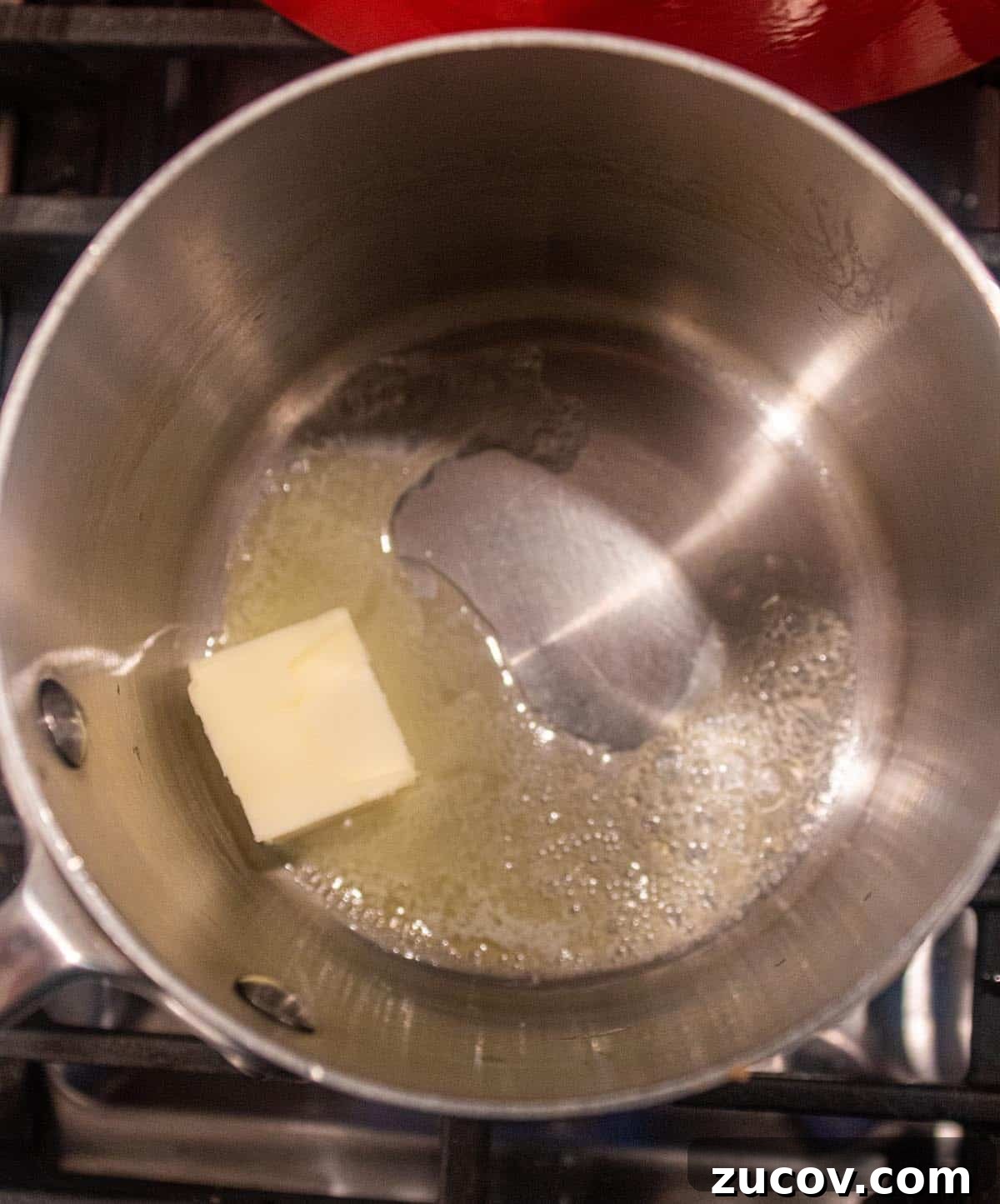 Slow-Cooker Creamy White Chicken Chili Recipe 7 Butter melting in a small saucepan to start a roux.