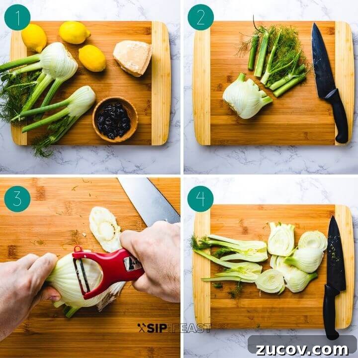 Grilled Fennel Salad - sipandfeast.com #grilledfennel #fennel #italiansalad #salad Grilled fennel salad recipe process shot collage group number one.
