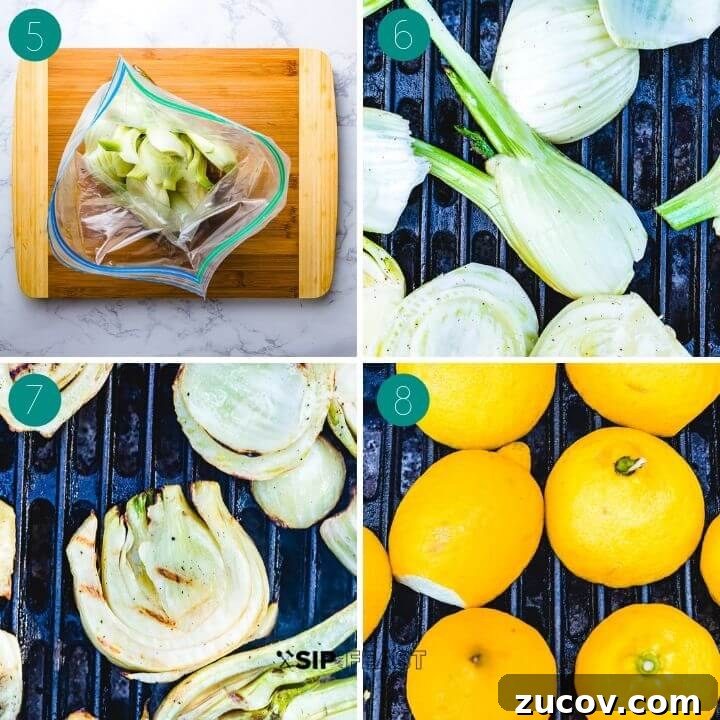 Grilled Fennel Salad - sipandfeast.com #grilledfennel #fennel #italiansalad #salad Recipe process shot collage group number two.