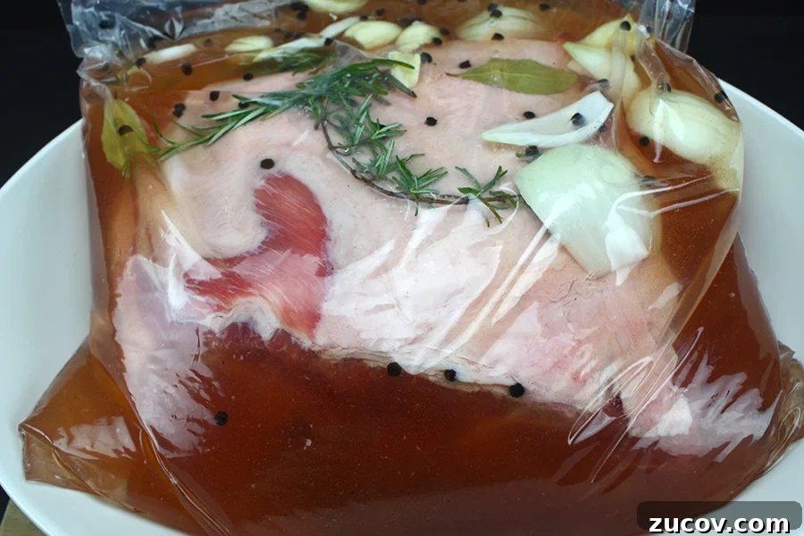 Pork Shoulder Brine Recipe for Juicy, Tender Results 5 pork shoulder in the brine in a plastic bag