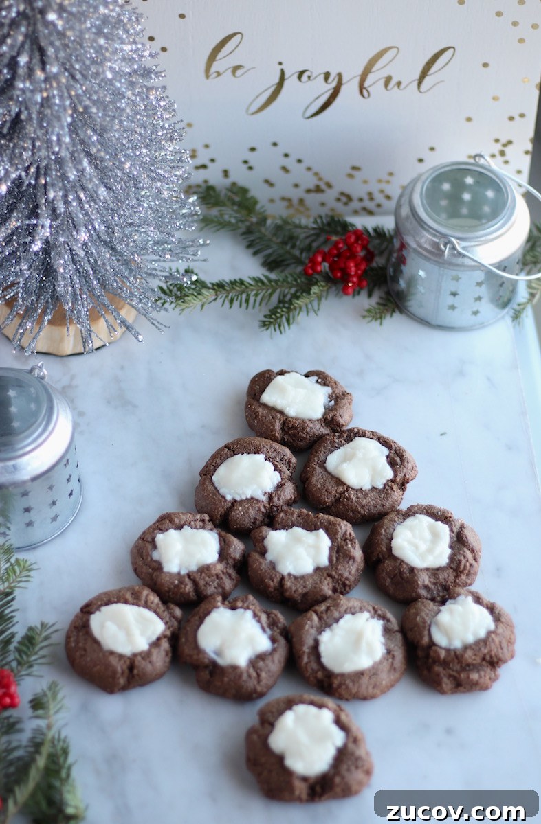 AIP Chocolate Mint Thumbprint Cookies (Paleo) - these allergy-friendly Christmas cookies are SO delicious and are made with AIP-friendly carob powder! | fedandfulfilled.com