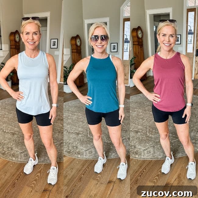 Top-Rated Women's Shorts for Over 50: Amazon Picks You’ll Love 3 woman wearing best shorts for women over 50 in black biker shorts
