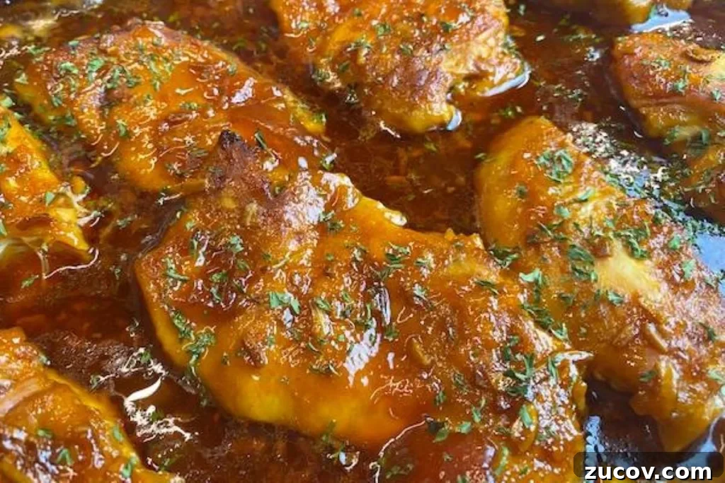 Apricot Chicken with 4 Ingredients — Tender, Sweet Dinner 2 baked apricot chicken swimming in the sweet and tangy sauce