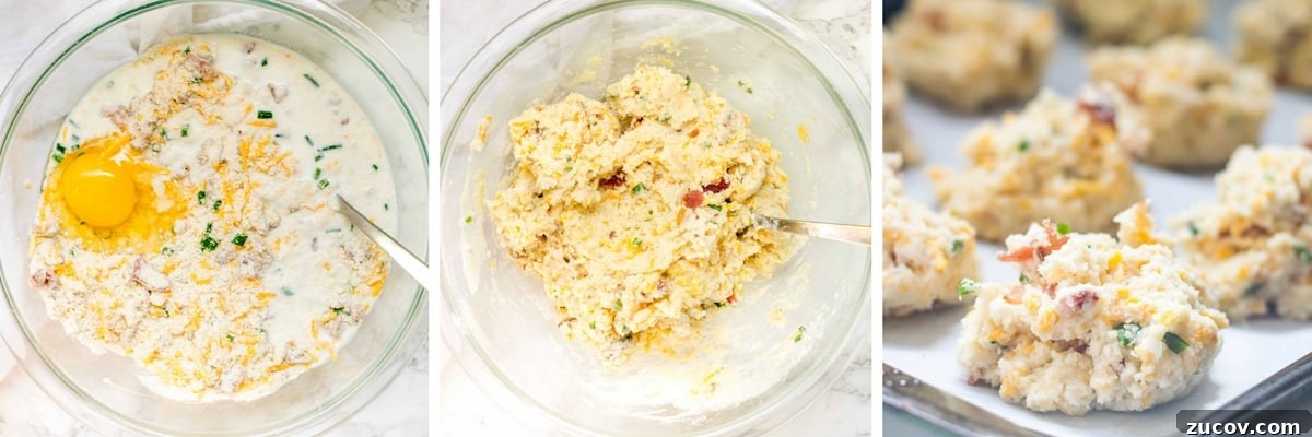 Gluten-Free Bacon, Cheddar & Chive Drop Biscuits 7 Gluten Free Drop Biscuits Steps 4-6