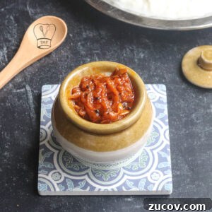 Instant Raw Mango Garlic Thokku Recipe – Tangy Mango Pickle in Minutes 8 Store mango thokku