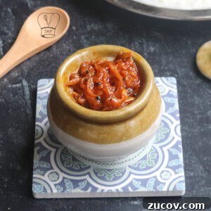 Instant Raw Mango Garlic Thokku Recipe – Tangy Mango Pickle in Minutes 9 Serving mango thokku