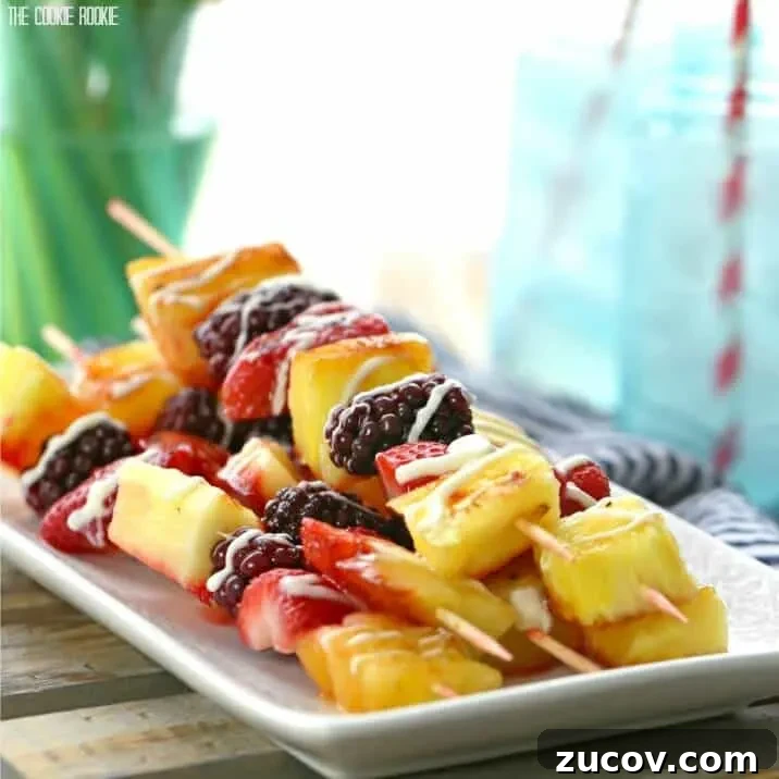17 Summer Grilled Kebab Recipes for Backyard Cookouts 17 Grilled Fruit Kebabs with White Chocolate Drizzle