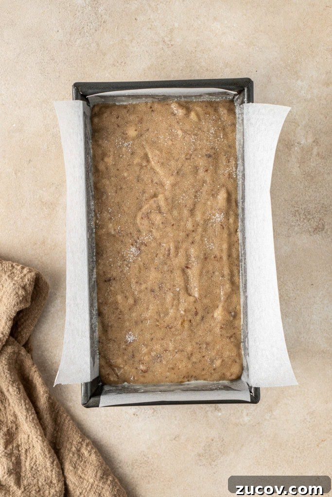 Ultimate Vegan Banana Bread Recipe You’ll Love 10 The banana bread batter in the pan.
