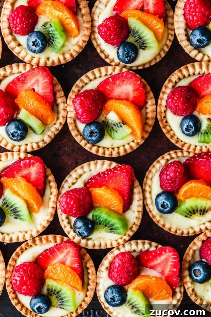 Fresh Fruit Tartlets with Silky Pastry Cream Recipe 15 Rows of mini fruit tartlets.