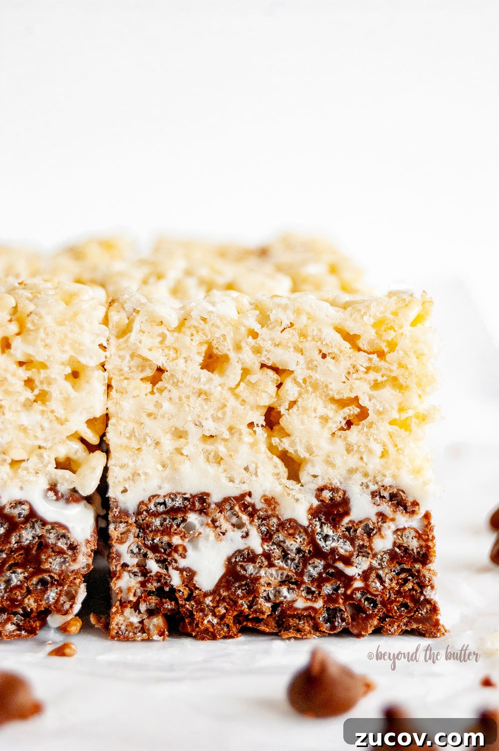 Chocolate and Vanilla Layered Rice Krispie Treats 2 Chocolate-Vanilla Layered Rice Krispie Treats | All Images © Beyond the Butter, LLC