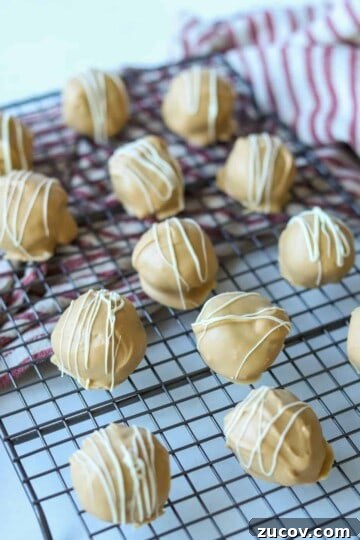 baking rack with biscoff truffles on top