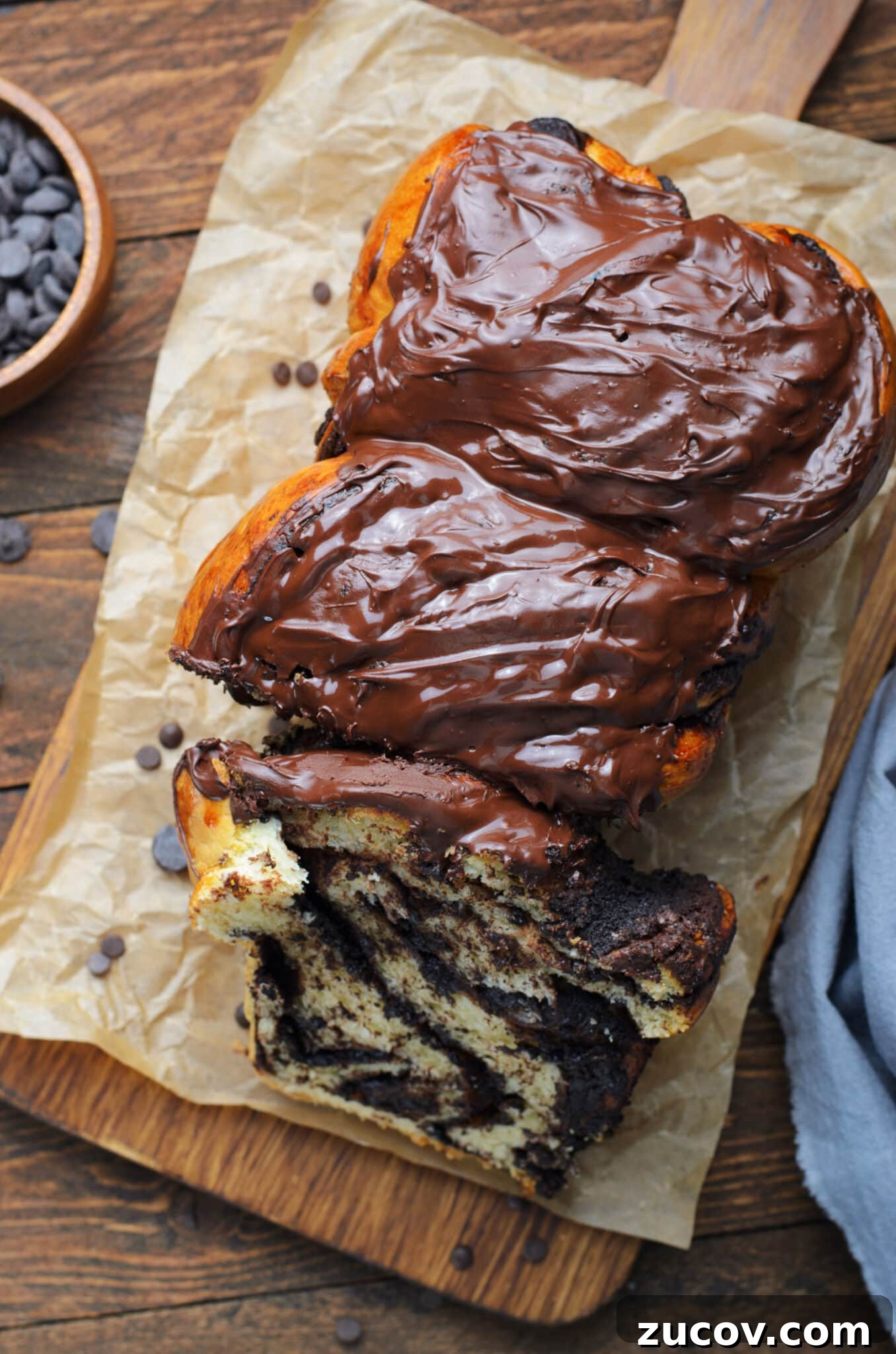 Decadent Chocolate Babka Recipe: Step-by-Step Guide 2 overhead photo of Chocolate Babka