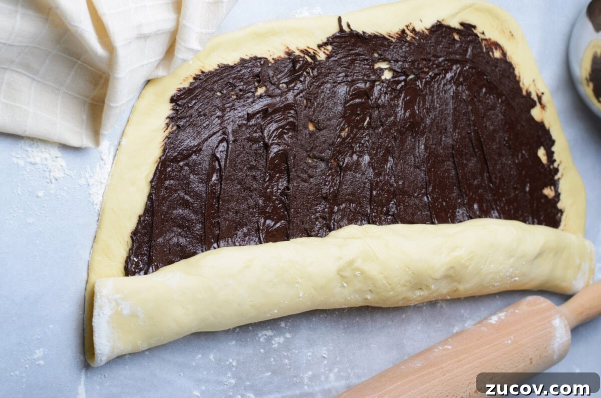 Decadent Chocolate Babka Recipe: Step-by-Step Guide 12 rolling chocolate mixture into dough