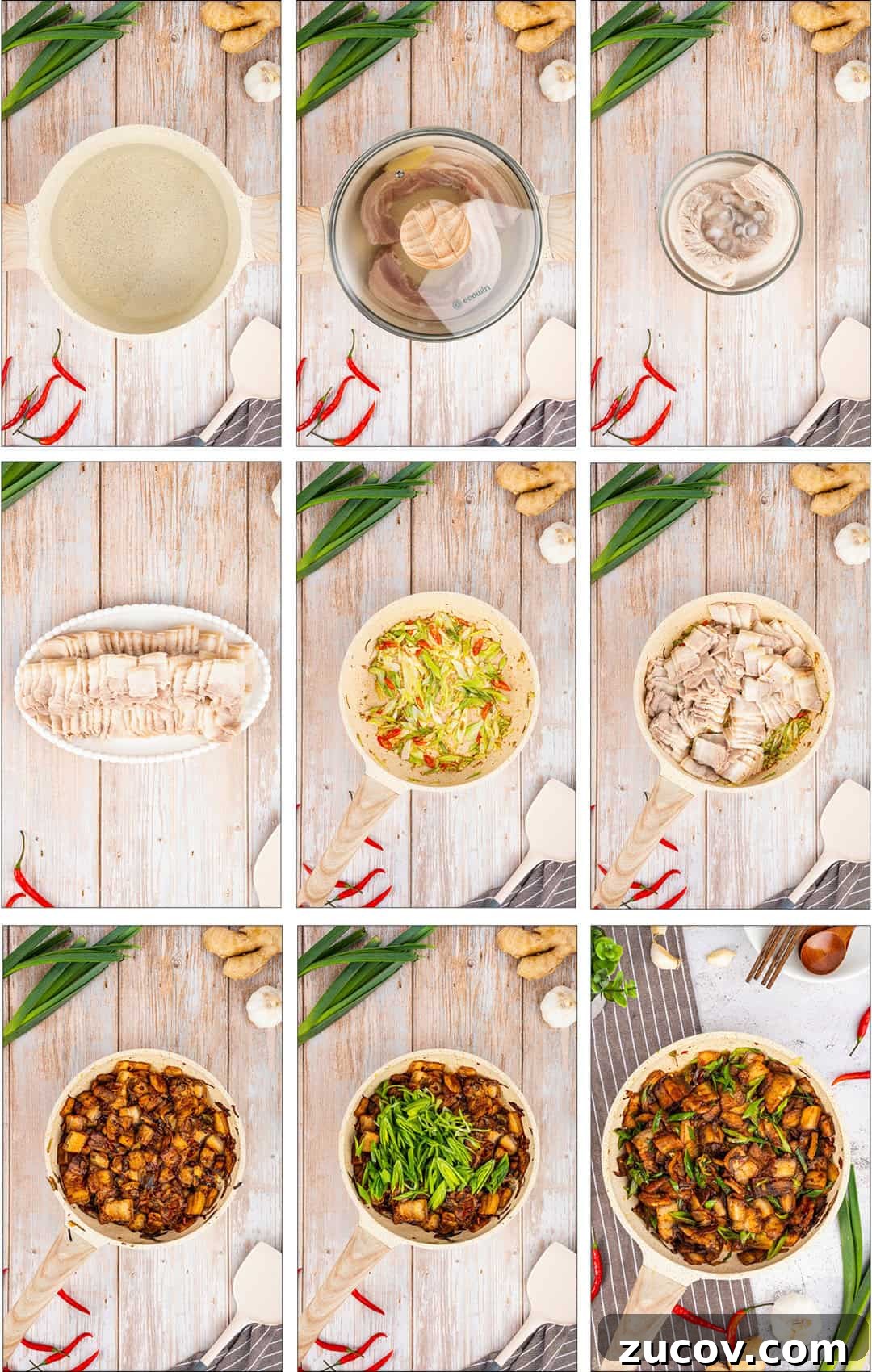 If you love bold flavors and quick dinners, Twice Cooked Pork might become your new best friend.

In China’s Sichuan Province, this dish is as famous as mapo tofu or red‑braised pork.

The Chinese name is hui guo rou, which means “returned‑to‑the‑wok pork.”

That’s because the pork belly really is Twice Cooked Pork, here: first it’s gently boiled, and then it’s hit with high heat in a sizzling stir fry!