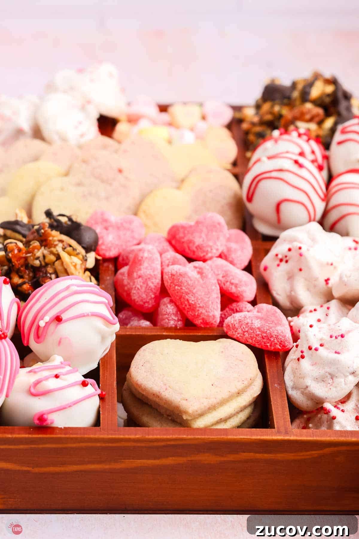 Valentine's Day Treat Box Ideas for Gifts and Party Favors 7 close up of heart cookies in a treat box