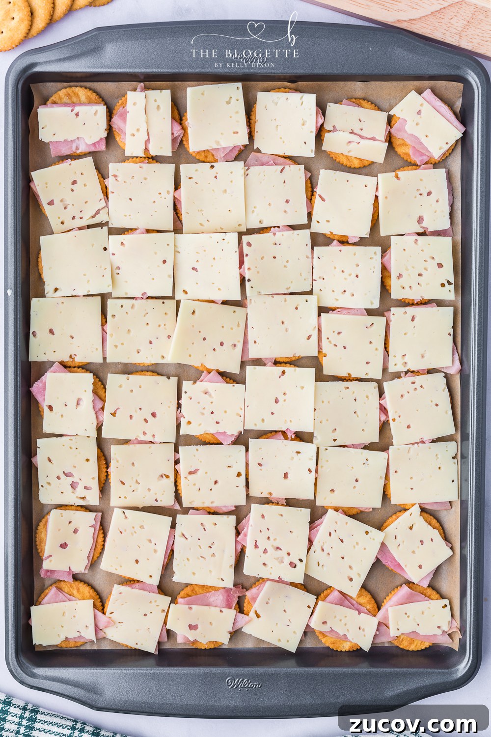 Ritz Cracker Sandwich Recipes: Savory & Sweet Party Bites 7 Layer the ham and cheese
