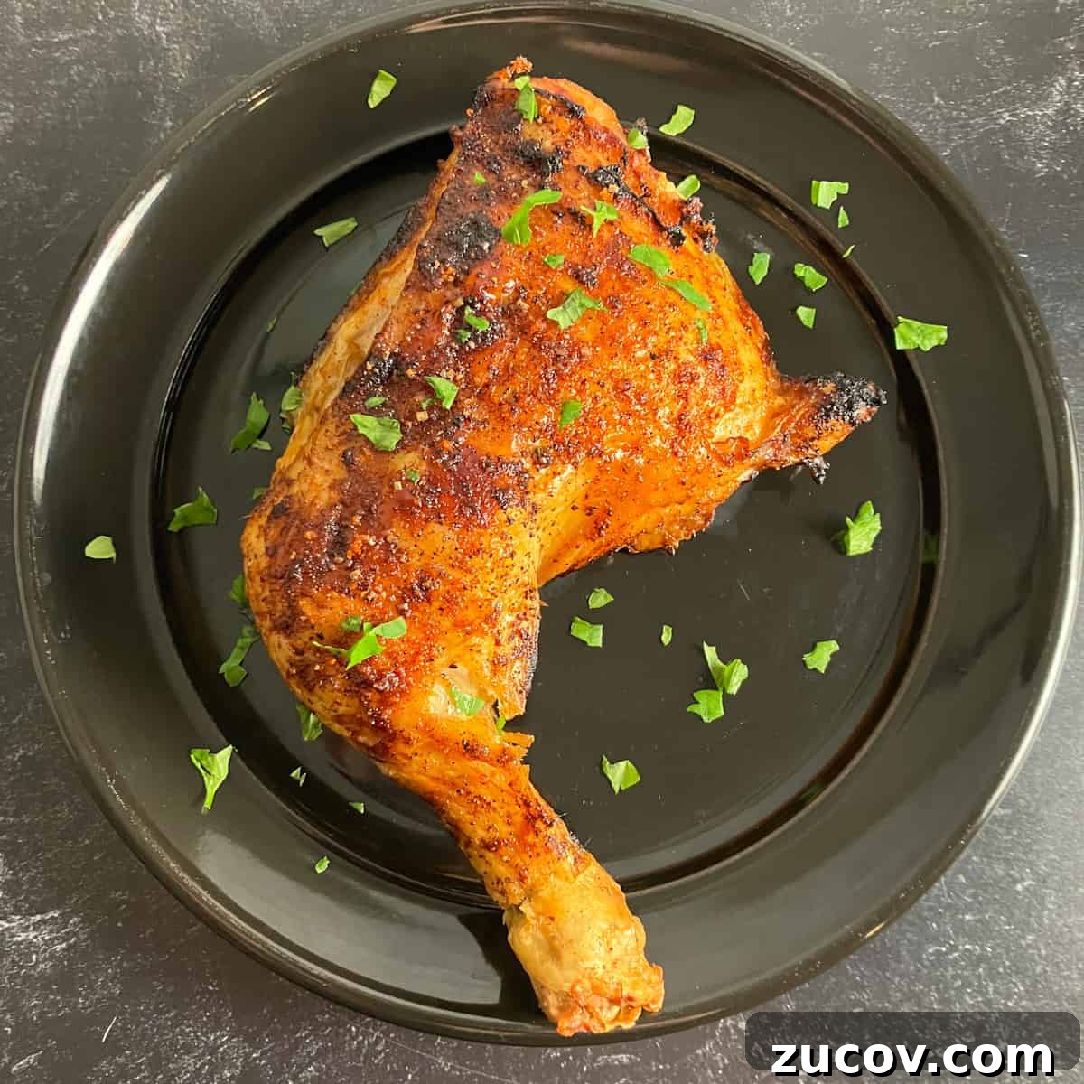 Keto Air Fryer Chicken Leg Quarters with Calories Per Serving 2 air fried chicken leg quarter calories