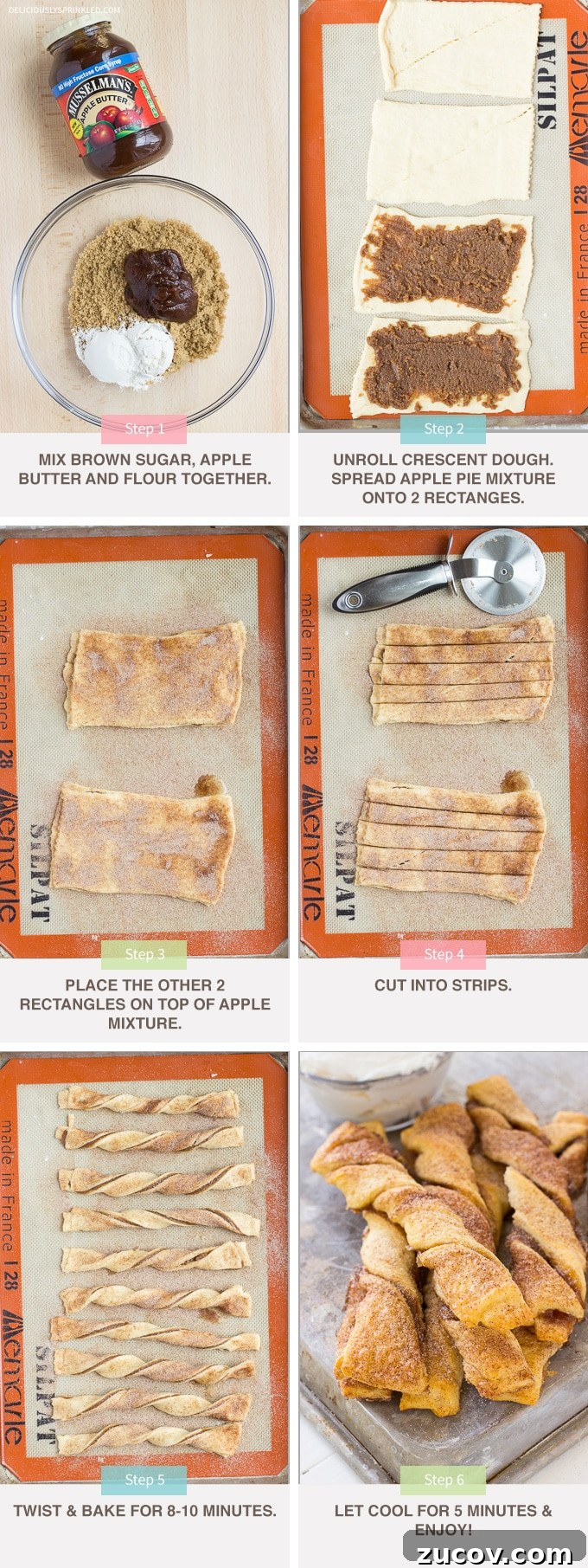 Cinnamon Apple Pie Twists: Flaky Pastry Dessert Recipe 4 APPLE PIE CINNAMON TWISTS