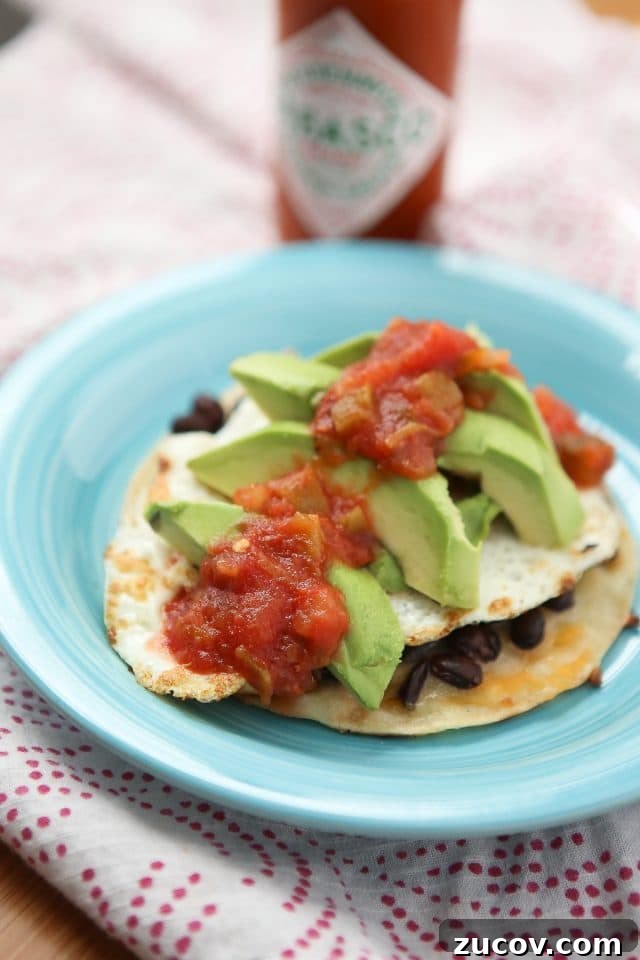 Black Bean and Fried Egg Tostadas with Avocado Salsa 2 Change up your egg and toast breakfast (or dinner) routine with these simple and healthy Black Bean and Egg Tostadas - comes together in just minutes with just a few staple ingredients. Recipe via aggieskitchen.com