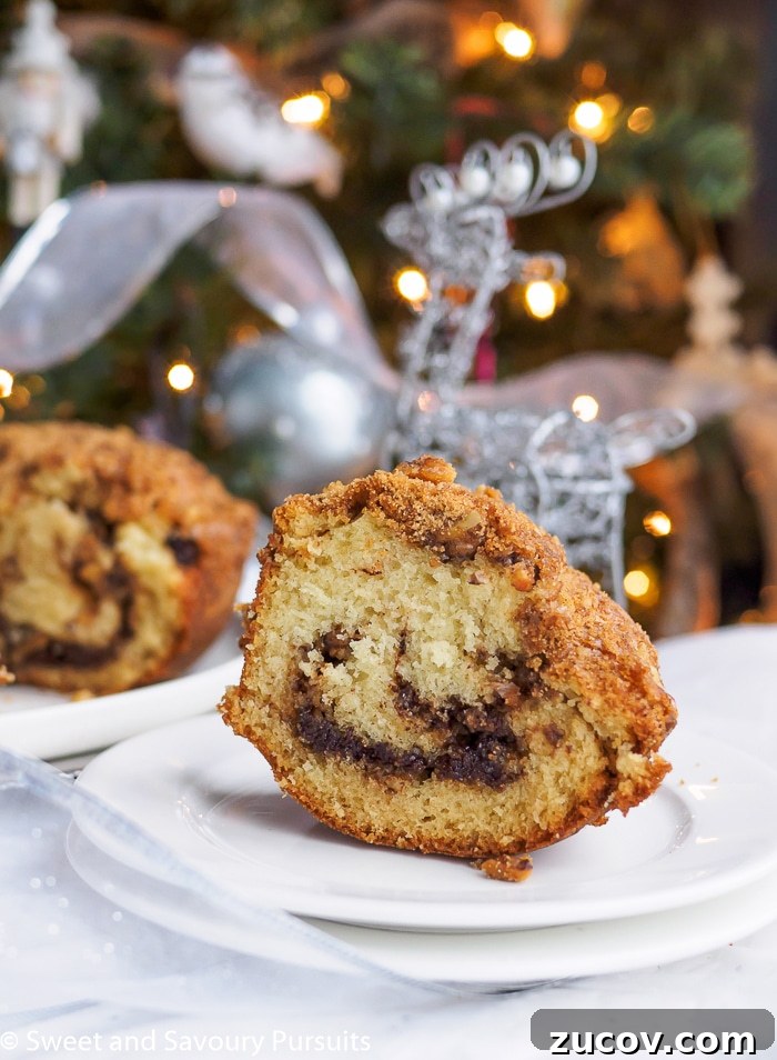 Decadent Chocolate Cinnamon Bundt Cake Recipe 4 A plated slice of a cinnamon flavored bundt cake.