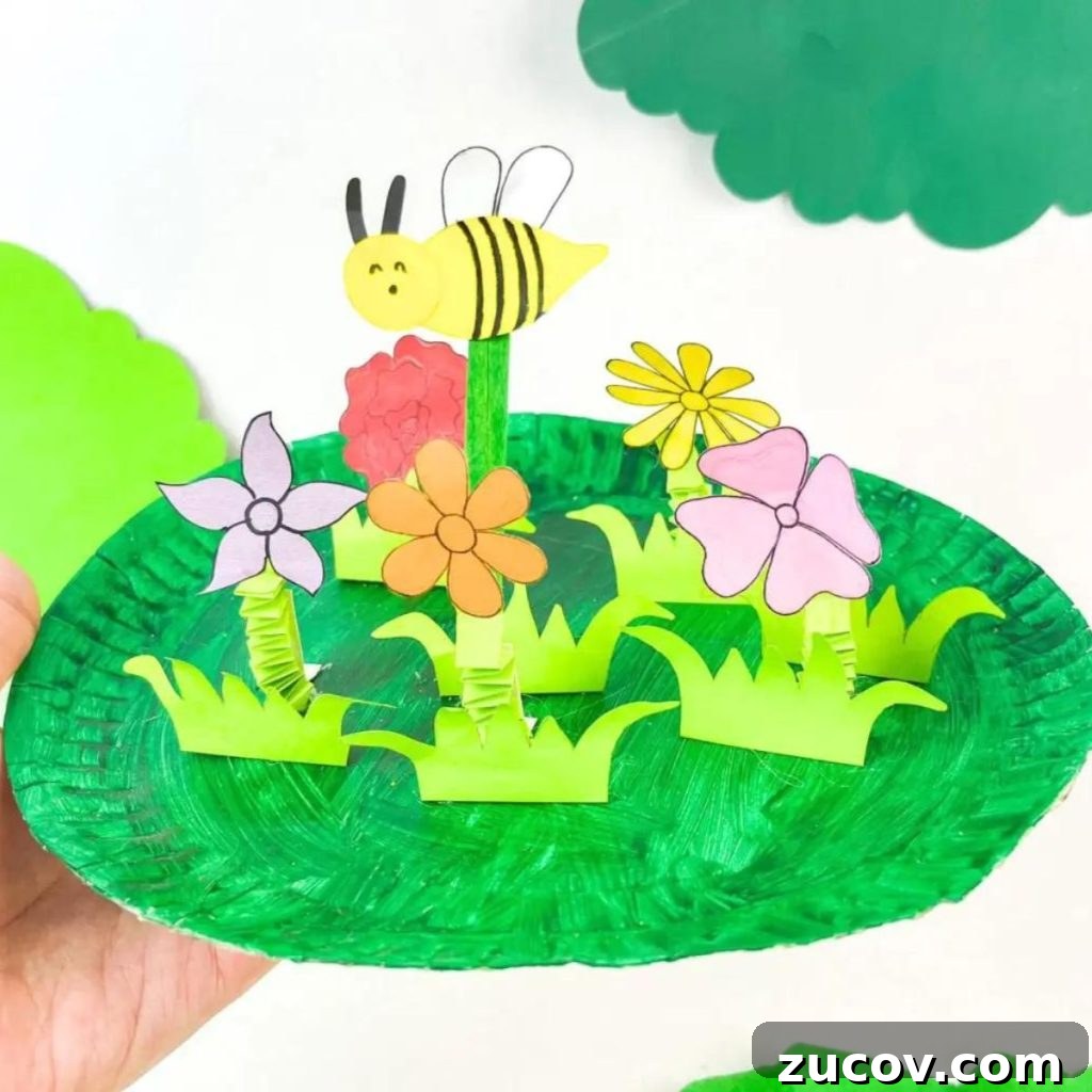 16 Creative Paper Flower Crafts to Make This Spring 4 Paper Plate Flower Garden & Bee Craft