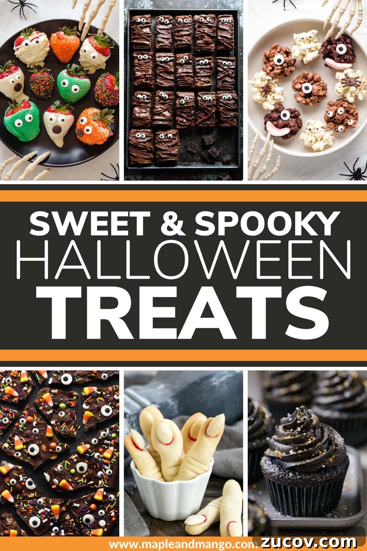 20 Spooky Halloween Desserts and Treats to Delight Your Guests 3 Pinterest collage graphic for Halloween treats collection.