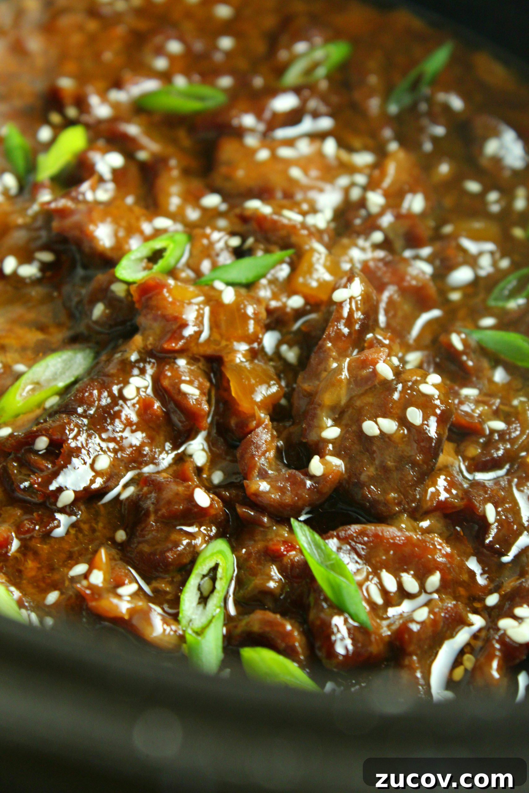 Korean-Style Slow Cooker Beef with Savory Sauce 4 Korean Beef closeup