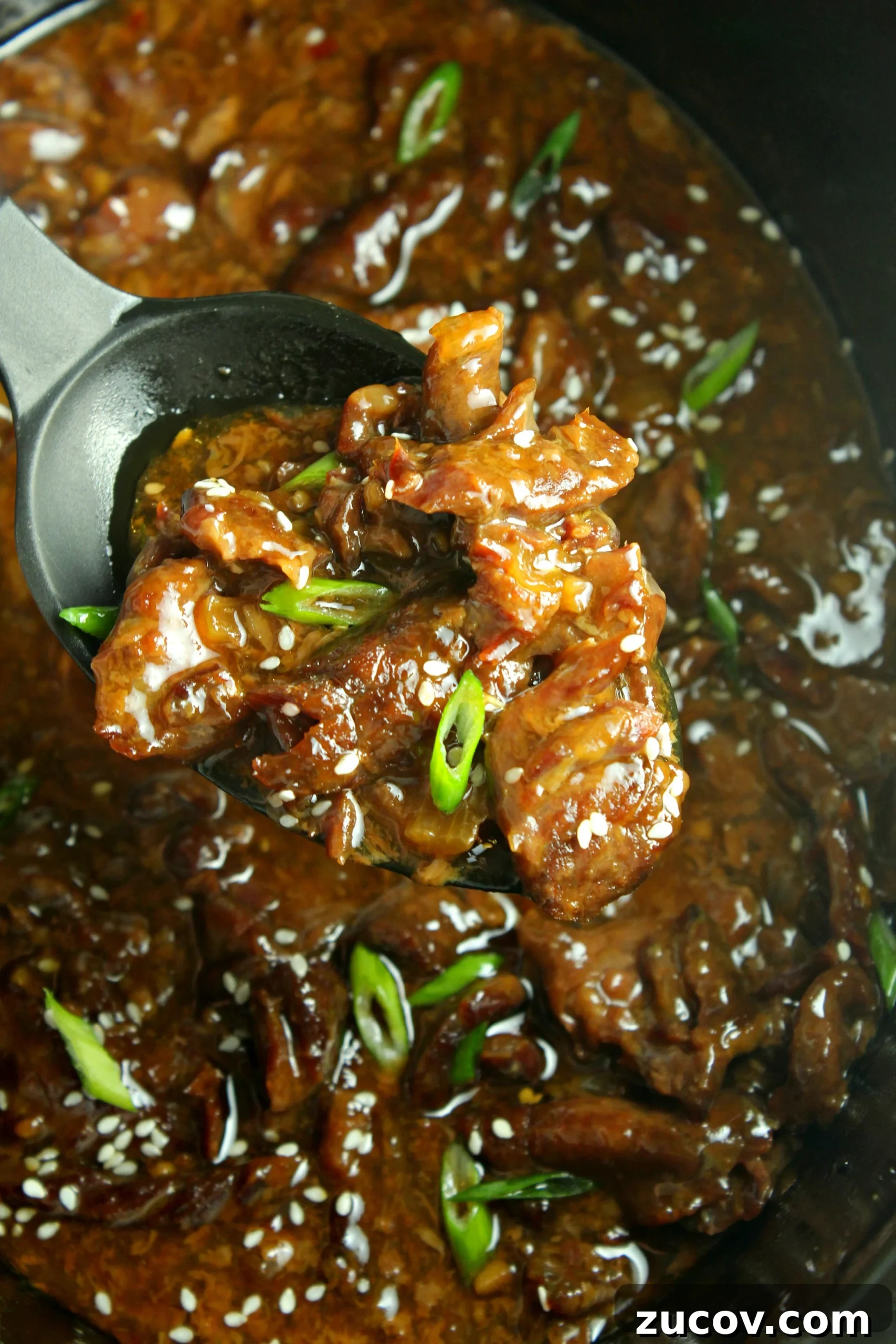 Korean-Style Slow Cooker Beef with Savory Sauce 6 Saucy beef over rice