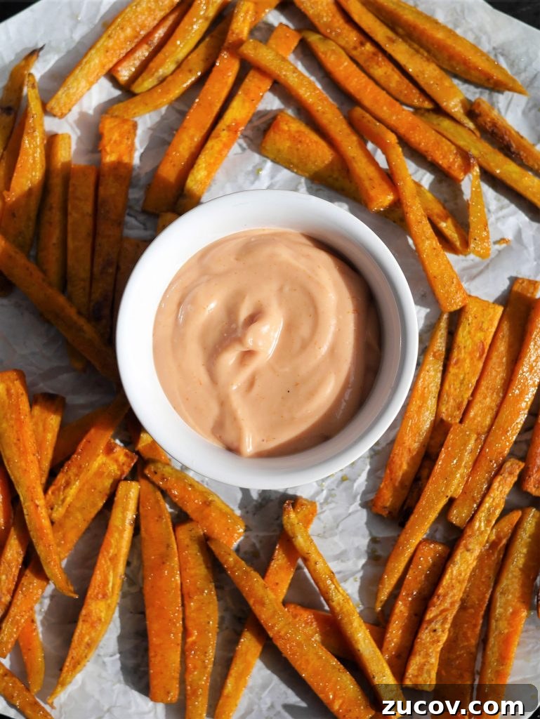 Crispy Oven-Baked Sweet Potato Fries Recipe 6 Baked Crispy sweet potato fries with dipping sauce