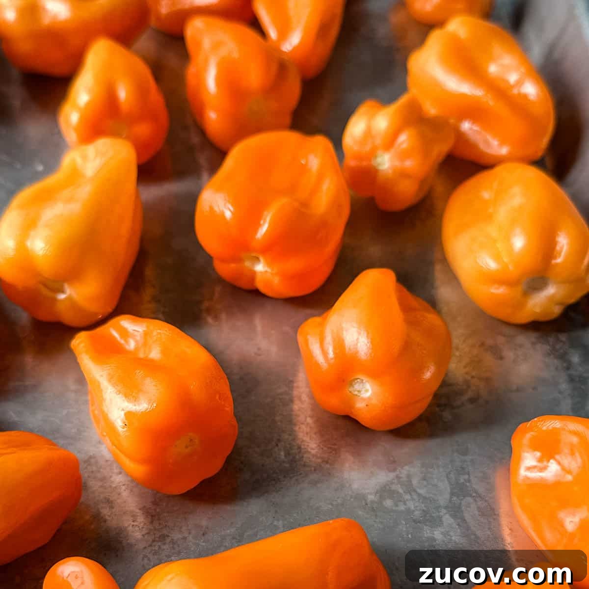 Freeze Habanero Peppers: Simple Steps to Preserve Heat and Flavor 5 A closeup is shown on habanero peppers with their stems removed.