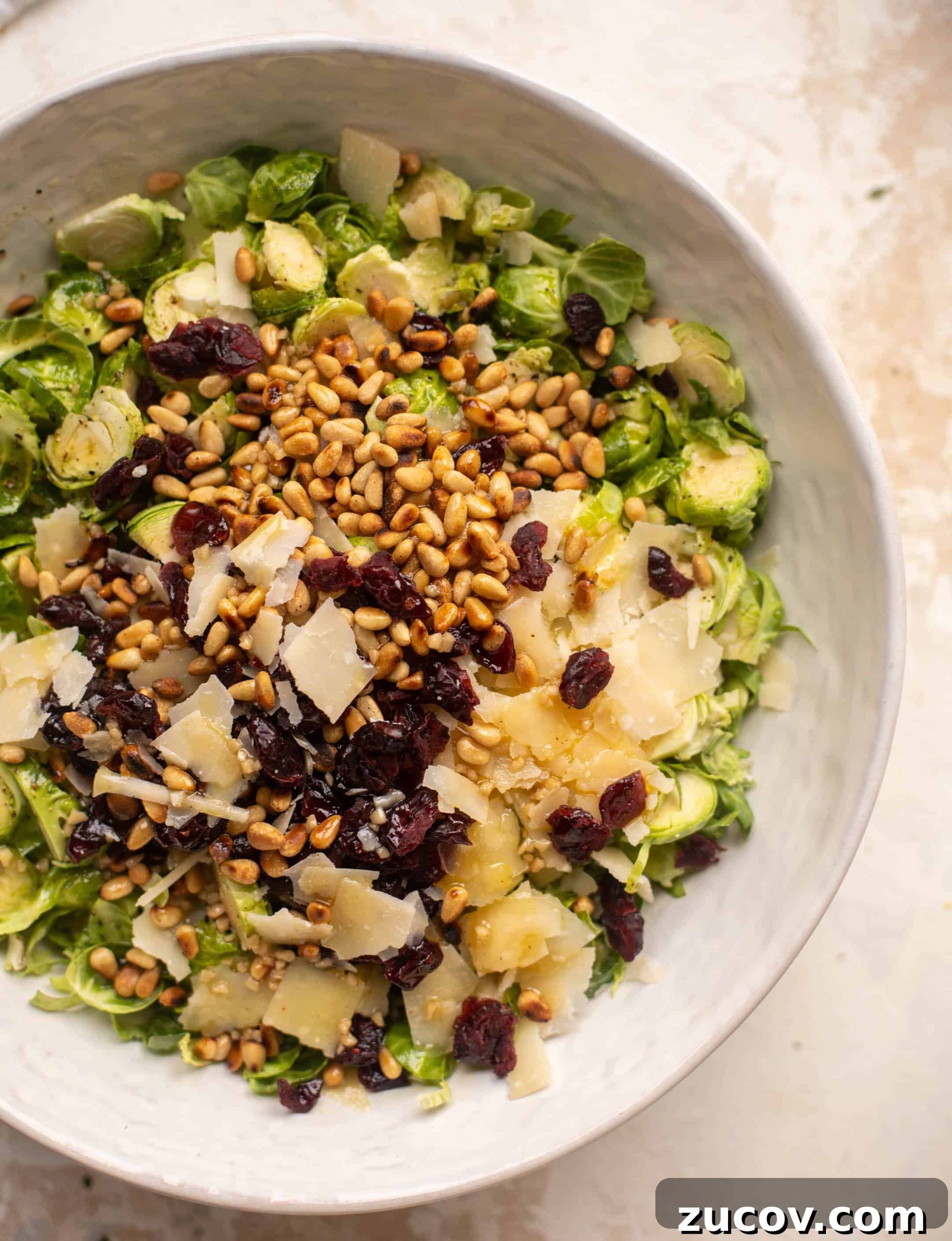 Spiced Maple Brussels Sprouts Salad with Toasted Pecans and Cranberries 6 spiced maple brussels sprouts salad