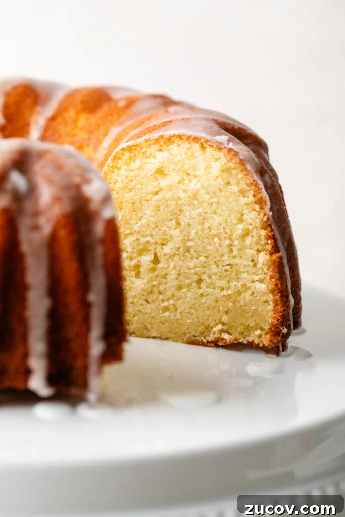 7-Up Pound Cake Recipe: Classic Southern Soul Food Treat 4 close up of 7-up pound cake with slice taken out