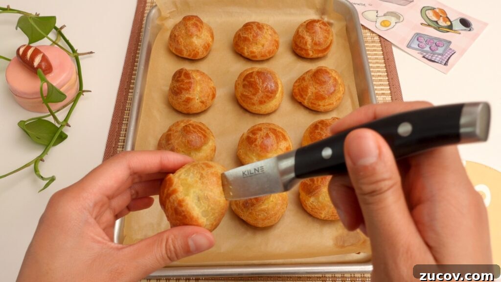 Ube Cream Puffs: Filipino Purple Yam Pastry Recipe 11 Baked cream puffs cooling