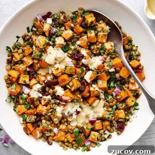 Sweet potato salad recipe for fall and holiday dinners.