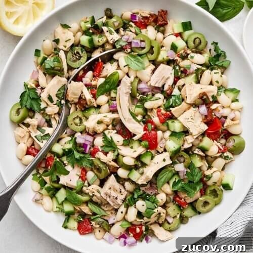 A bowl of Tuscan tuna salad.